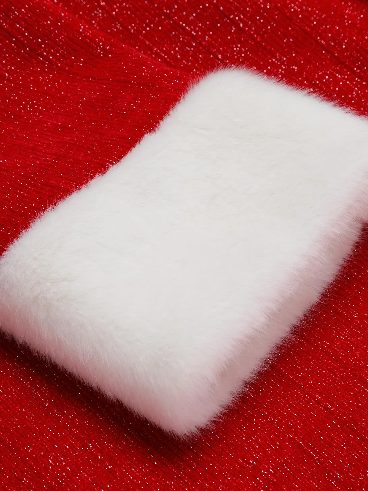 Red 1950s Solid Plush Christmas Dress - Image 6