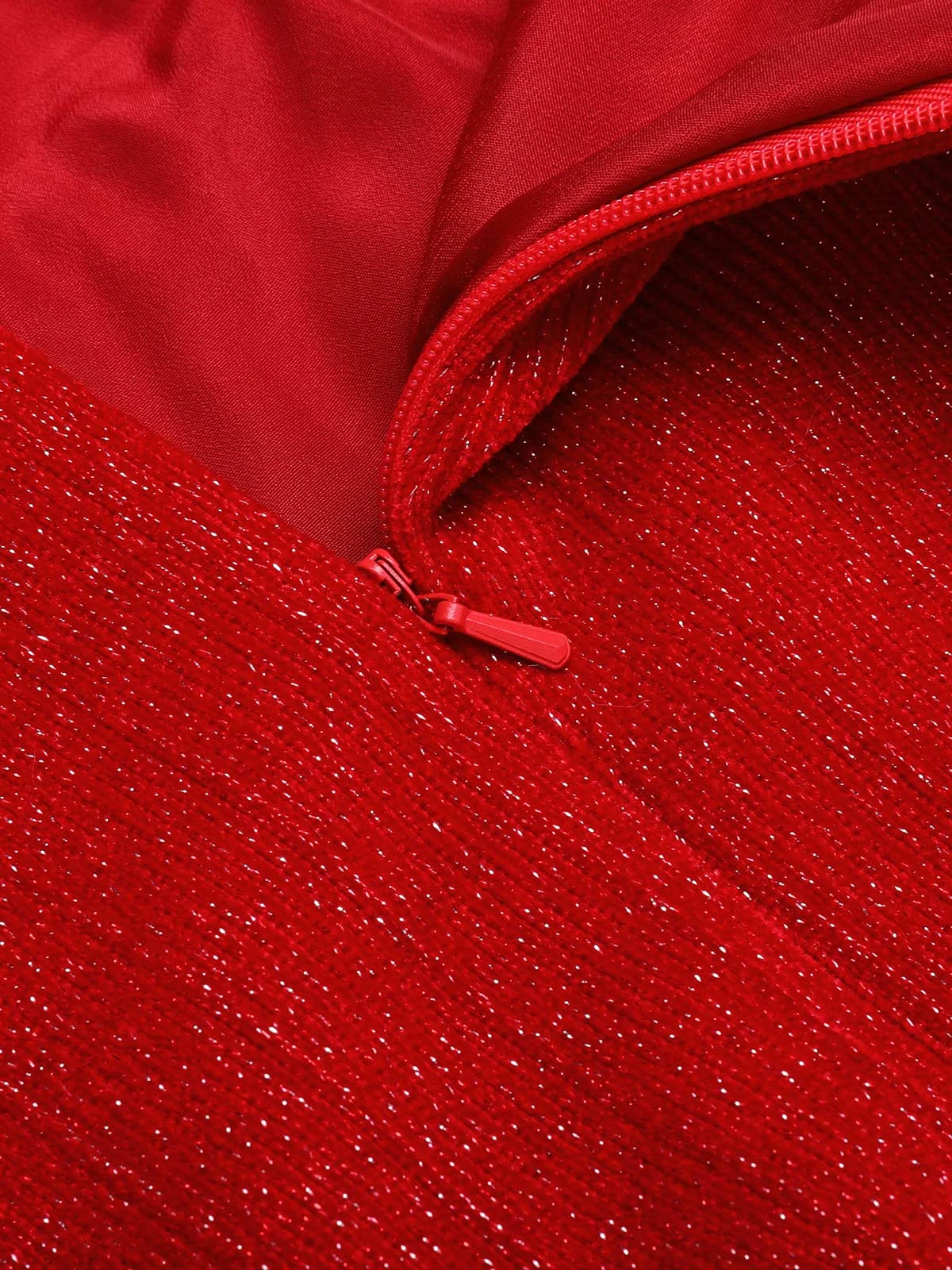 Red 1950s Solid Plush Christmas Dress - Image 7