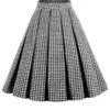 Black Retro Plaid Swing Panel Skirt