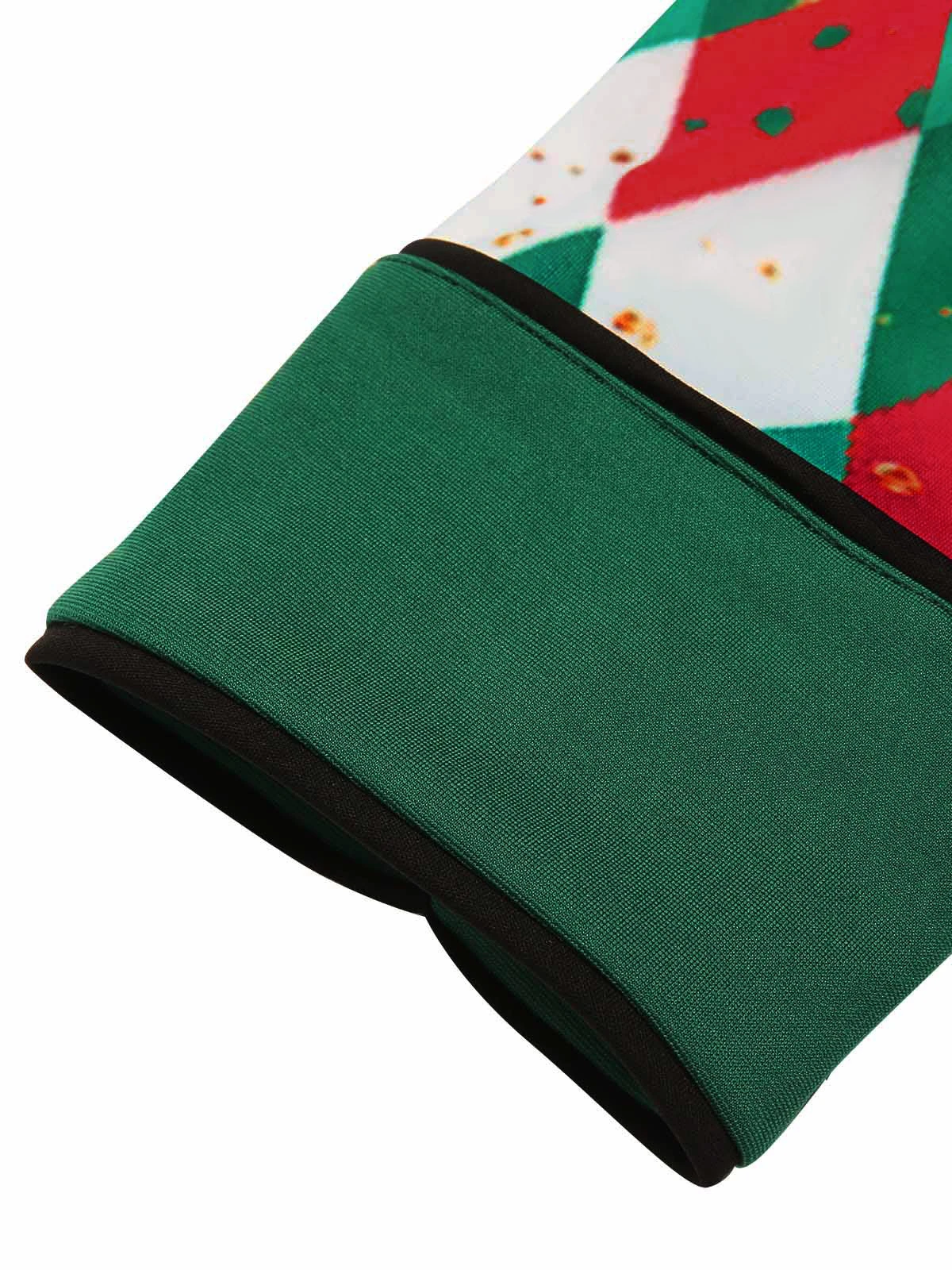 Green 1950s Christmas Plaid Patchwork Dress - Image 6