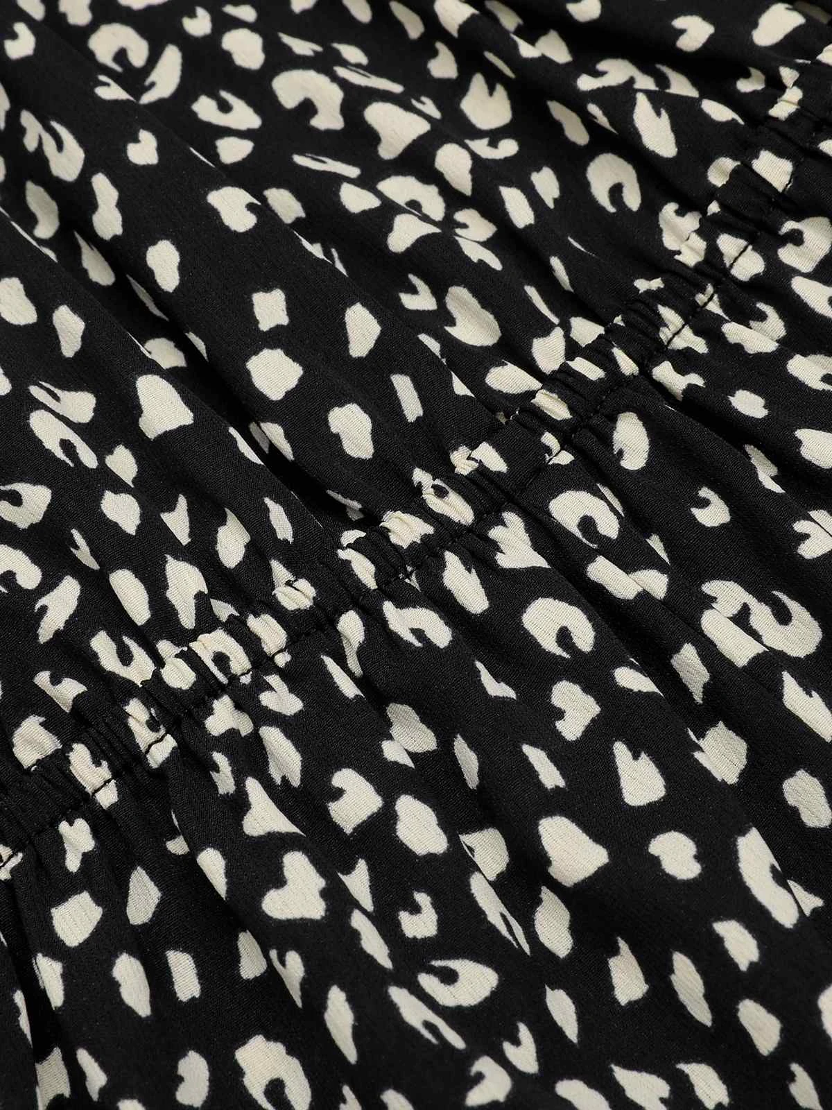 Black 1950s Printed V-Neck Belted Romper - Image 6