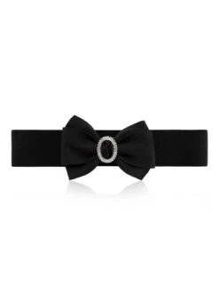 Bow Buckle Elastic Solid Vintage Belt