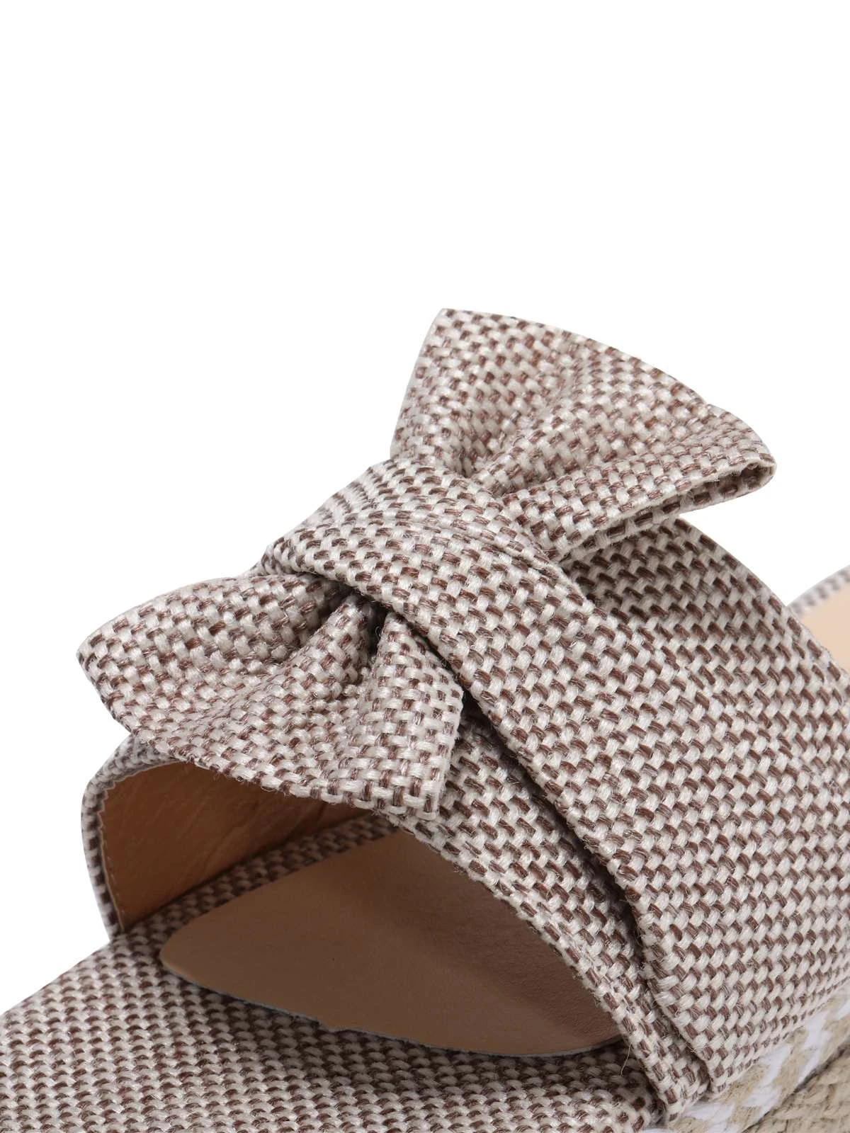 Khaki Knitted Bow Platform Beach Sandals - Image 4