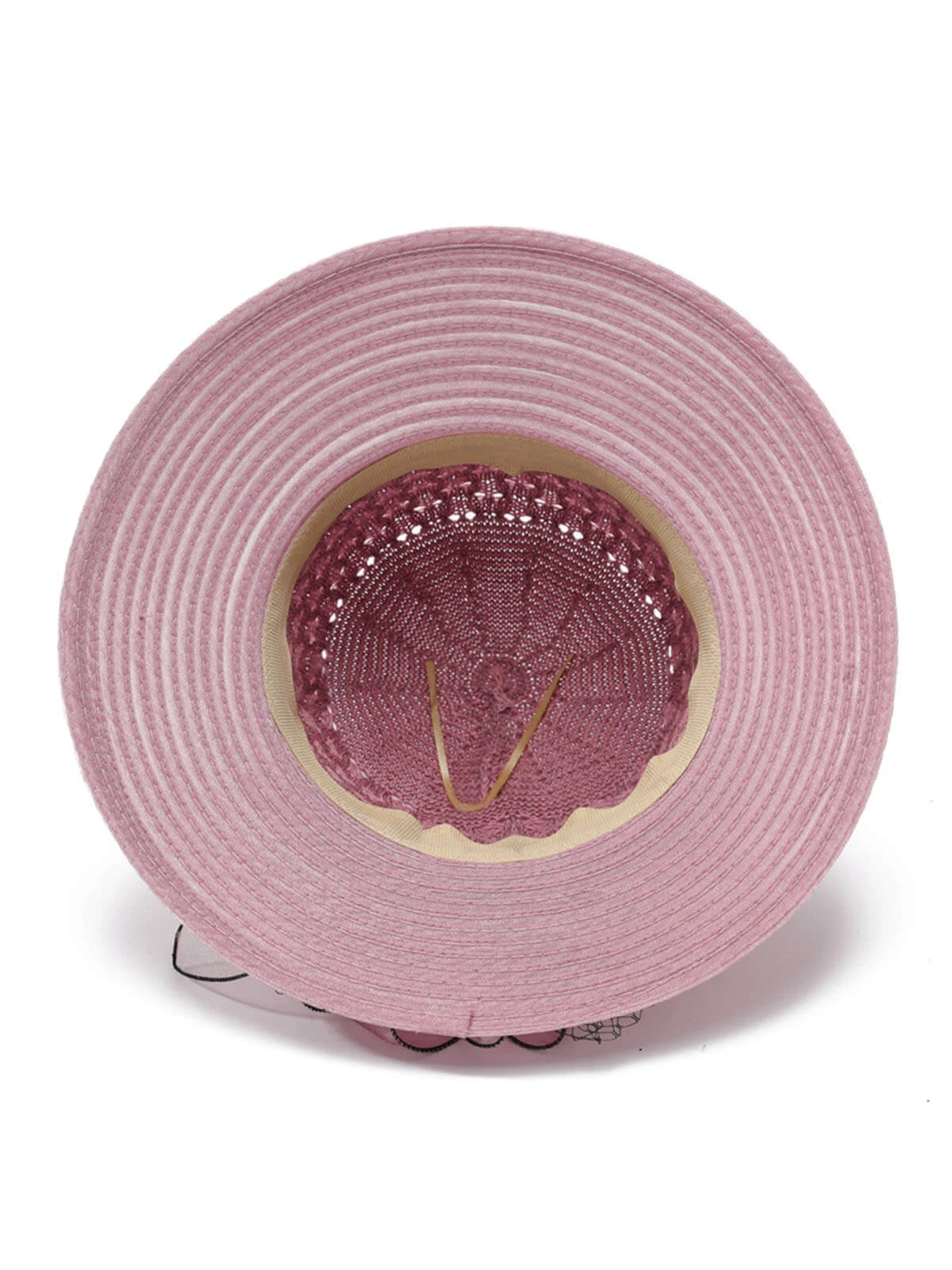 Crochet Organza Bowknot Straw Sun Hat - Image 3