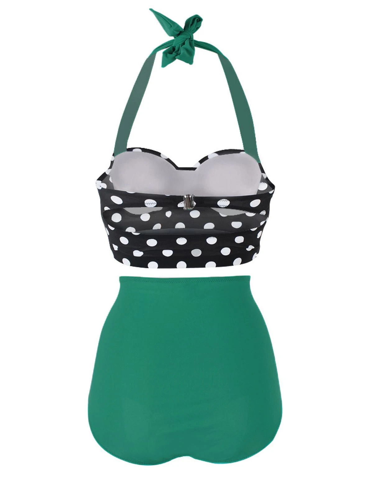 Polka Dot Halter Pleated Bikini - Image 4