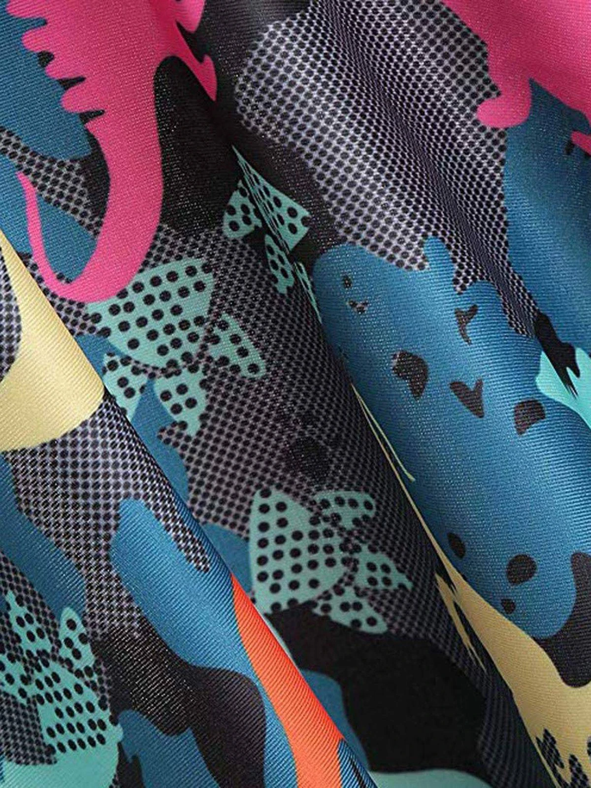 Dark Gray 1950s Retro Dinosaur Tankini Set - Image 3