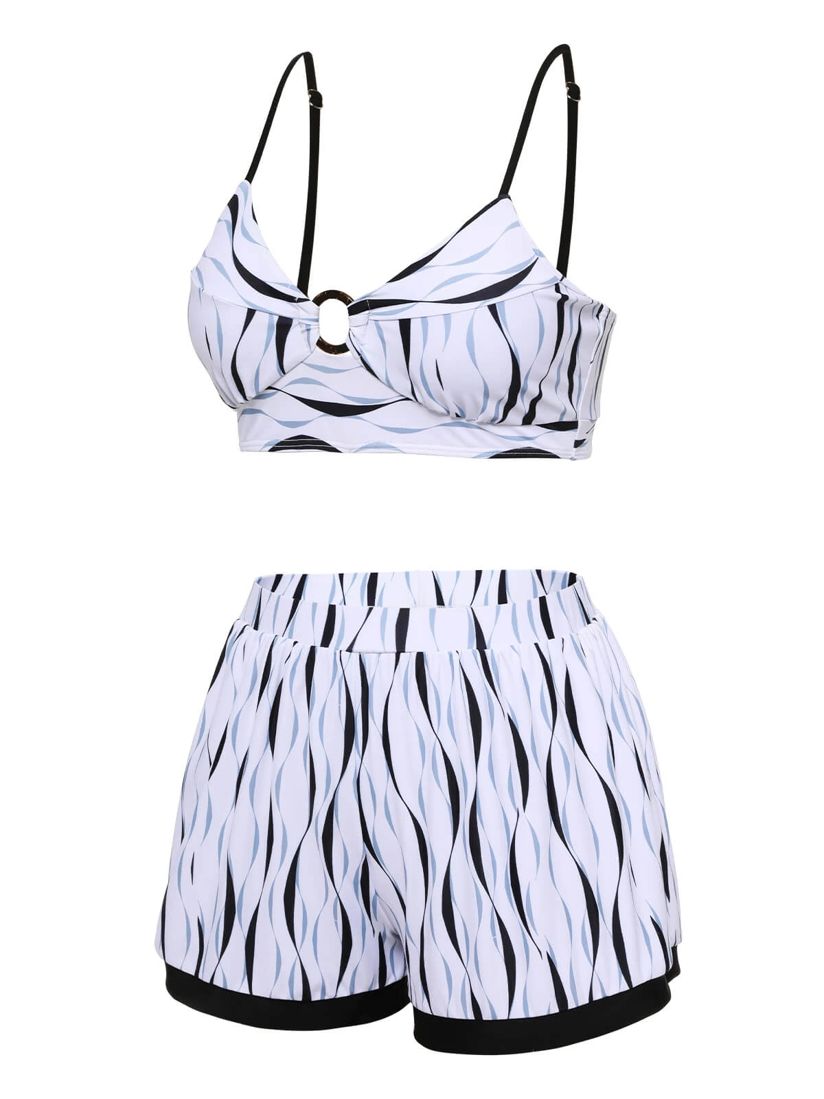 1950s Water Ripple Patchwork Strap Swimsuit - Image 3