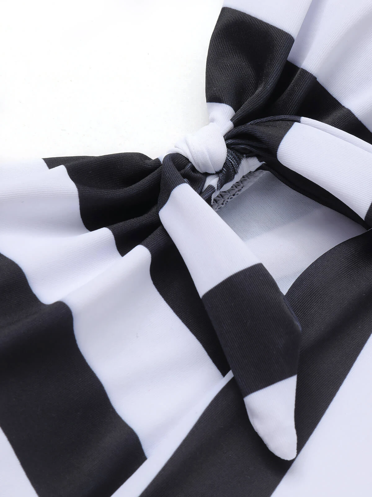 Black & White 1950s Barbie Stripes Halter Swimsuit - Image 5