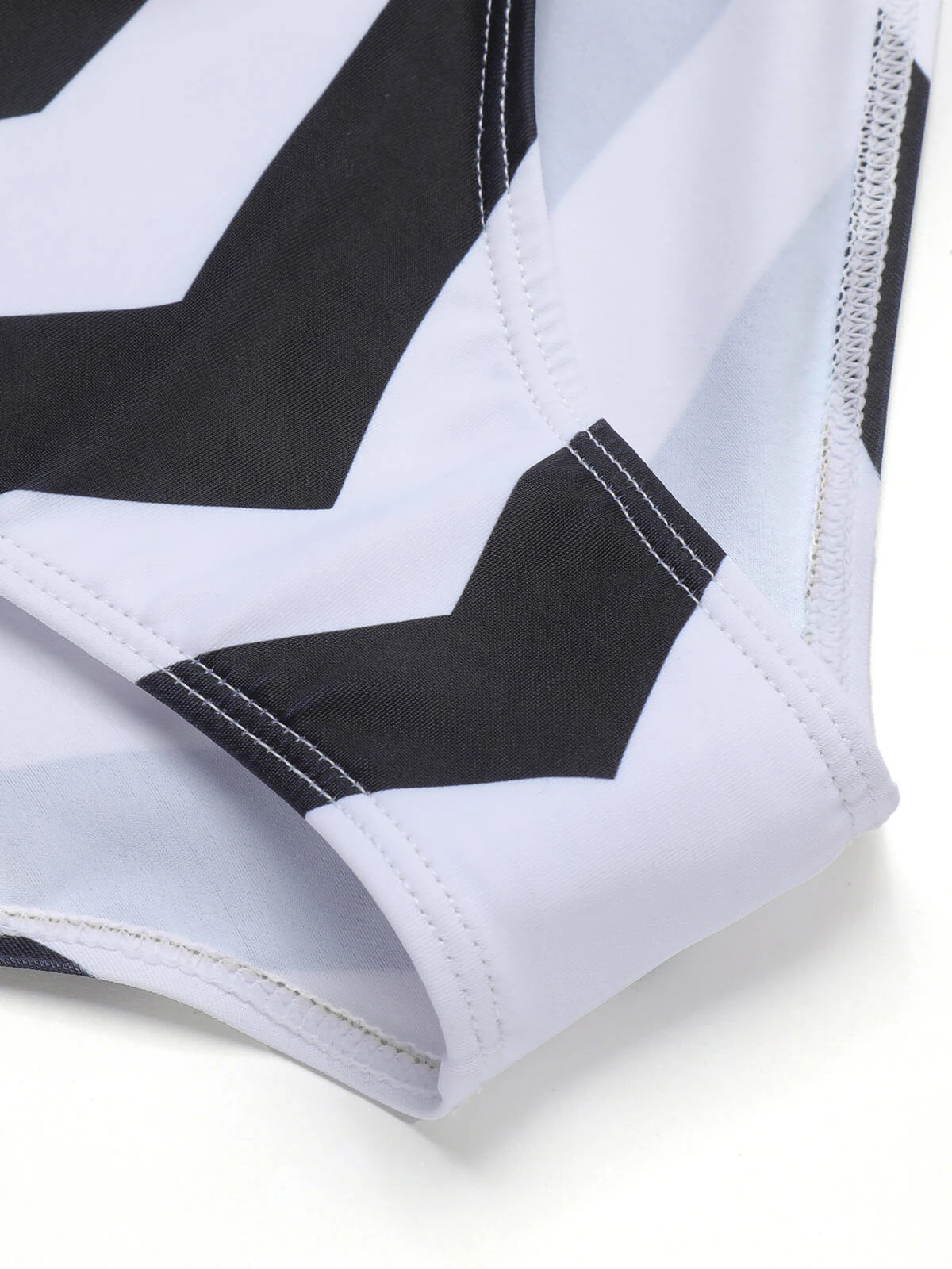 Black & White 1950s Barbie Stripes Halter Swimsuit - Image 6