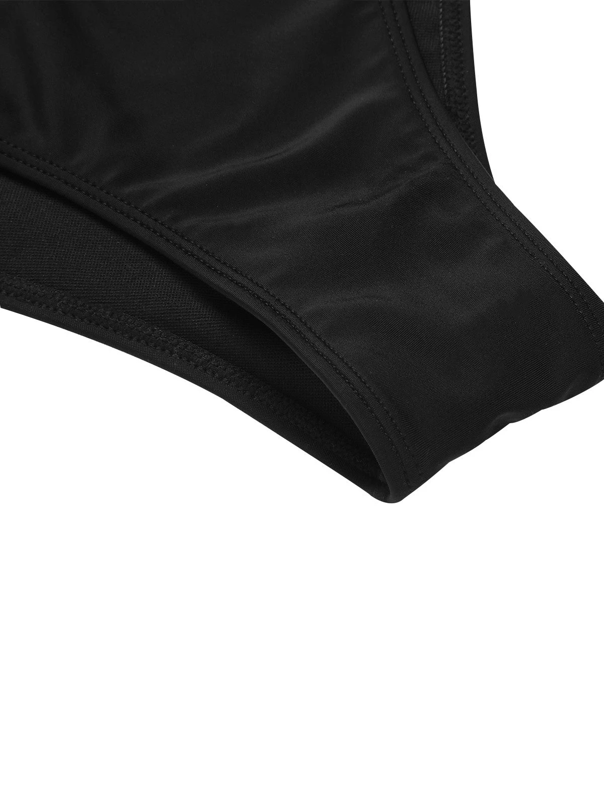 Black 1950s Solid Ruffled Strap Swimsuit - Image 5