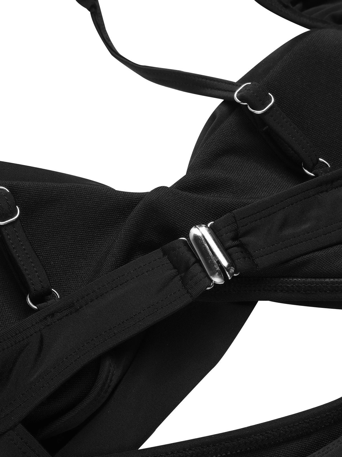 Black 1950s Solid Ruffled Strap Swimsuit - Image 7