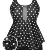 [Plus Size] 1960s Strap Transparent Mesh Polka Dots Swimsuit