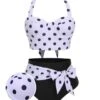 1950s Halter Contrast Polka Dots Swimsuit