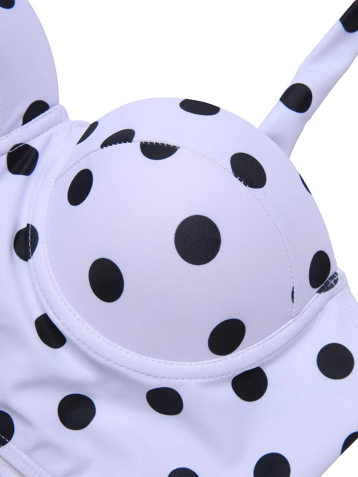 1950s Halter Contrast Polka Dots Swimsuit - Image 5