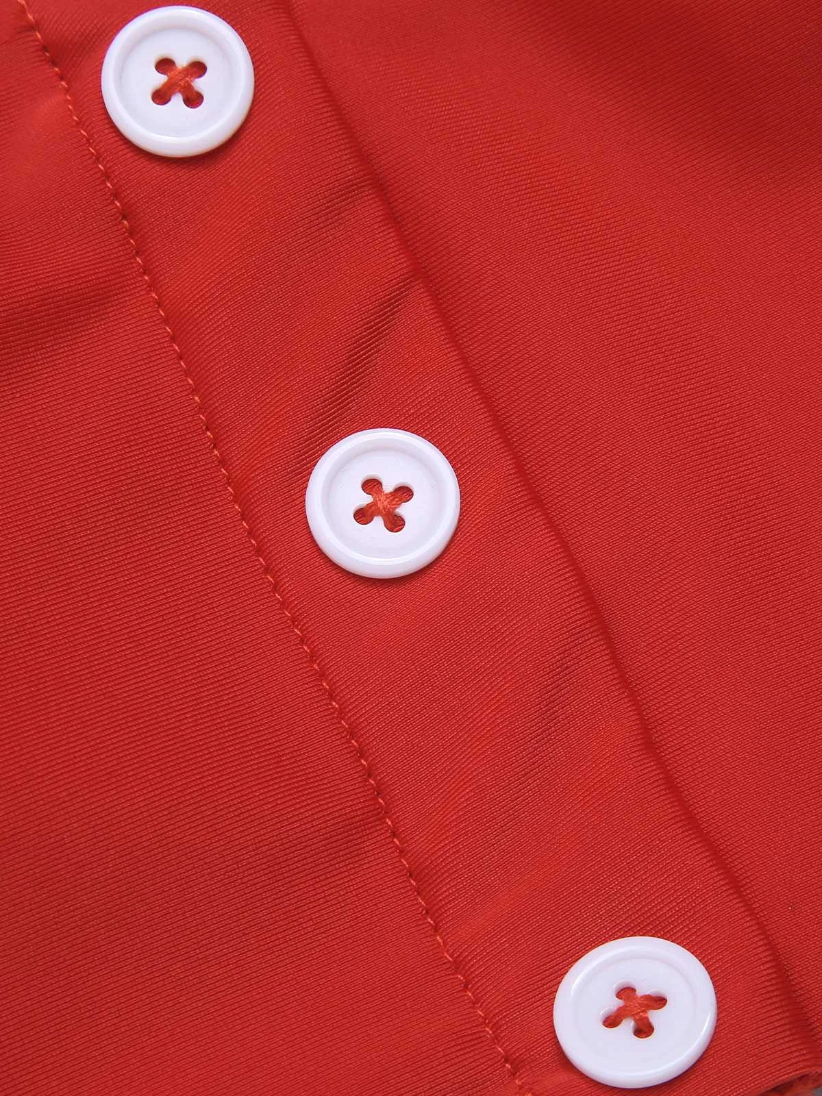 Red 1950s Halter Plaids Swimsuit - Image 6