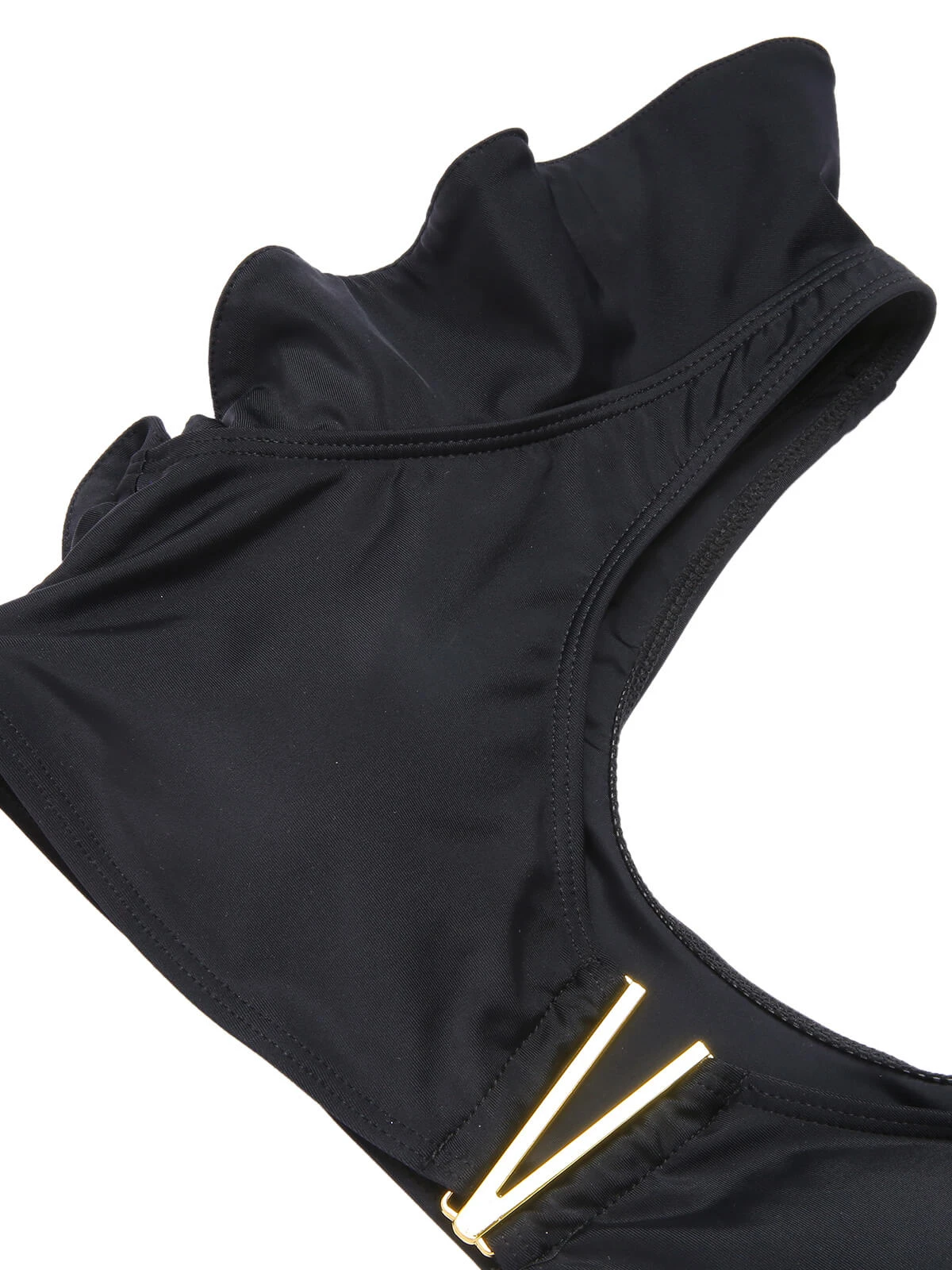 Black 1950s Ruffle Sleeve Split Swimsuit - Image 5