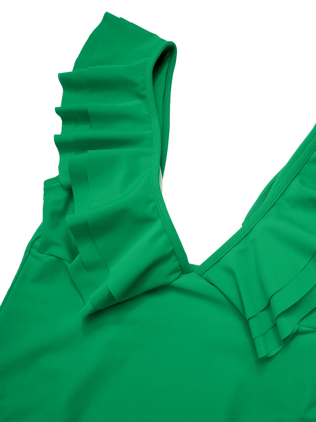 1950s Solid Ruffle V-Neck One-Piece Swimsuit - Image 19