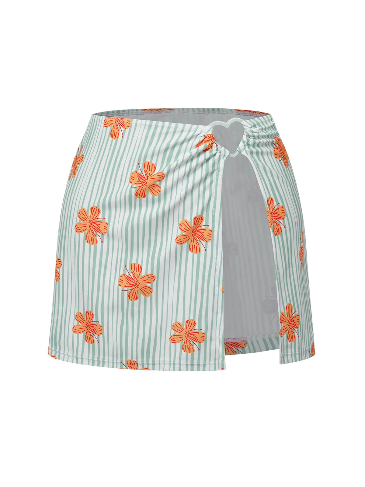 Light Green 1950s Floral Stripe Skirt Cover-Up - Image 2