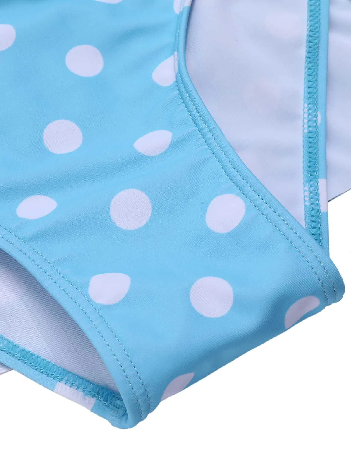 Blue 1940s Spaghetti Strap Polka Dots One-Piece Swimsuit - Image 7