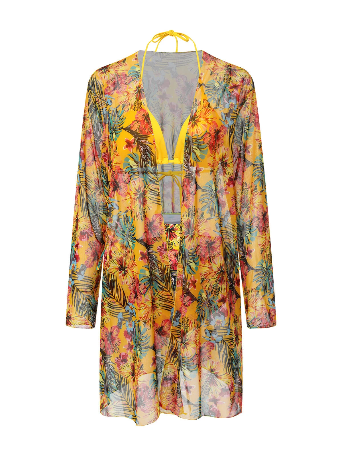 1960s Tropical Halter Bikini Set & Cover-Up - Image 2