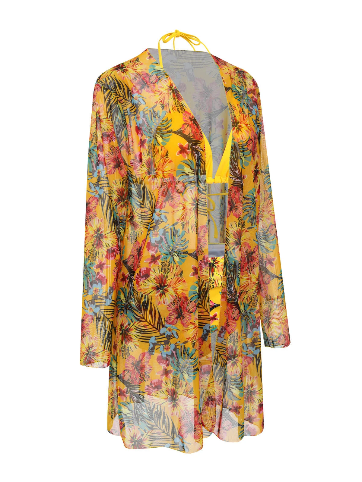 1960s Tropical Halter Bikini Set & Cover-Up - Image 3