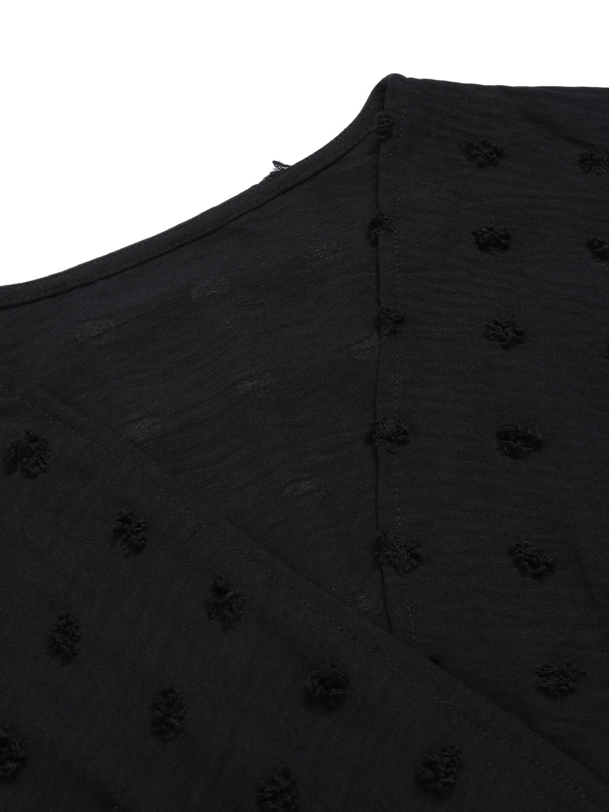 Black 1950s Polka Dots Surplice V-Neck Romper - Image 4