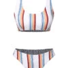 White 1950s Strap Stripes Swimsuit