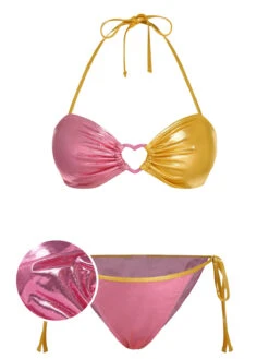 [Pre-Sale] Pink & Yellow 1970s Heart Ring Bikini Set