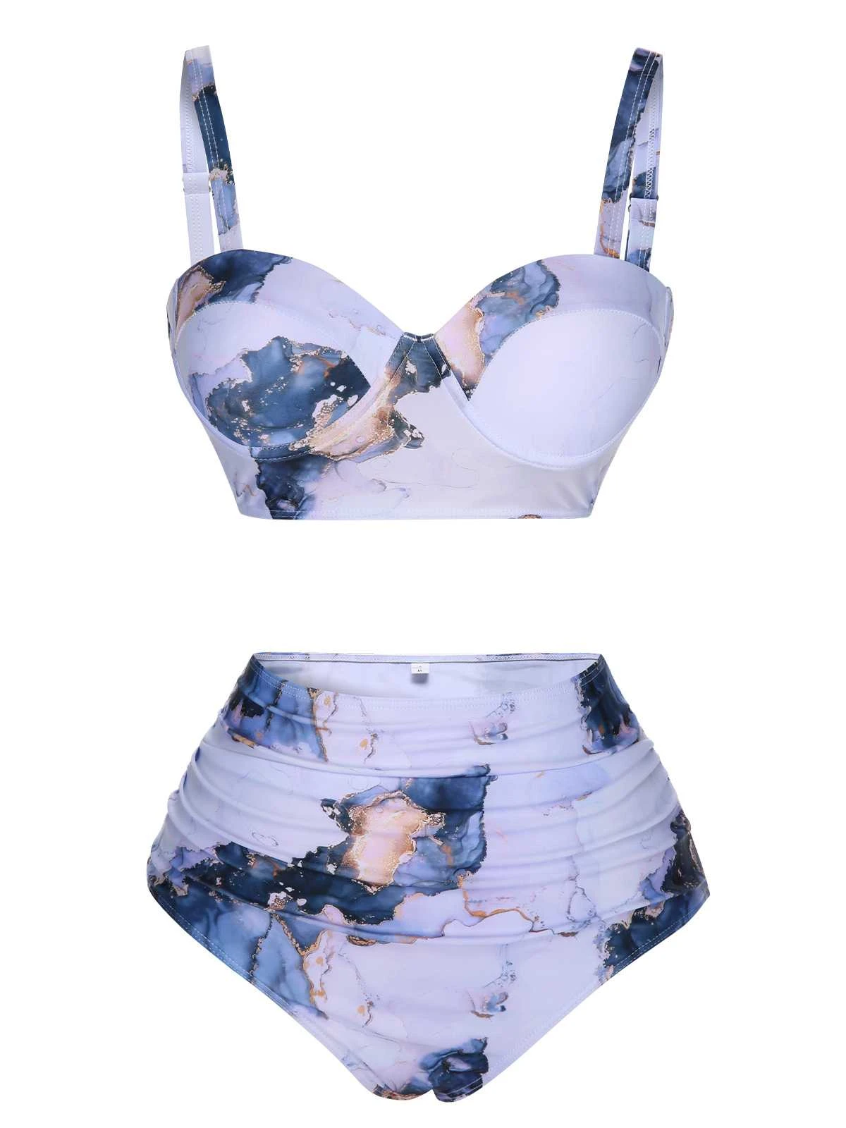 1960s Print Spaghetti Strap Swimsuit - Image 5