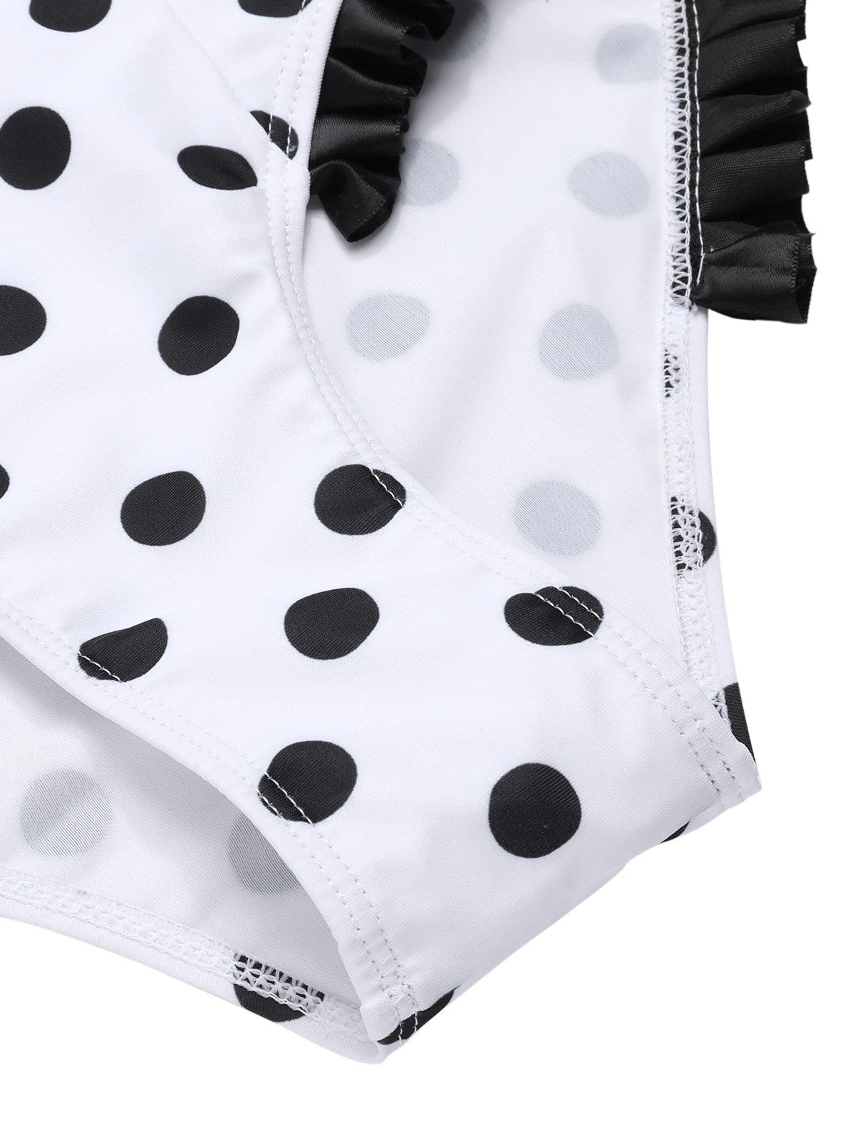 White 1950s Polka Dots Strap Swimsuit - Image 7