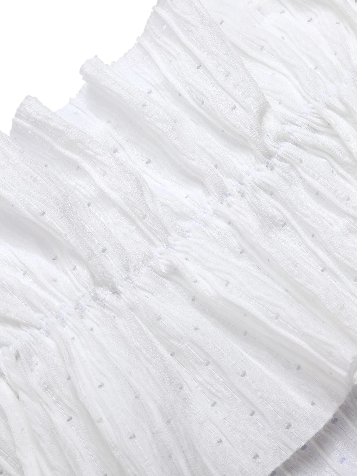 White 1970s Solid Ruffles Bandeau Swimsuit - Image 4