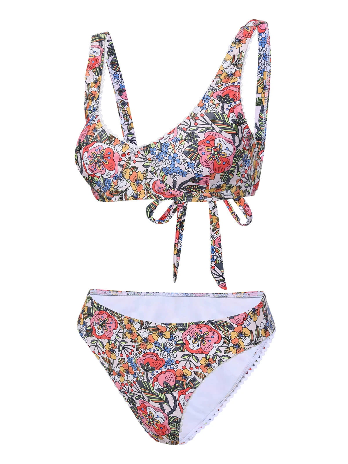1940s Hippie Floral Wide Strap Swimsuit - Image 2