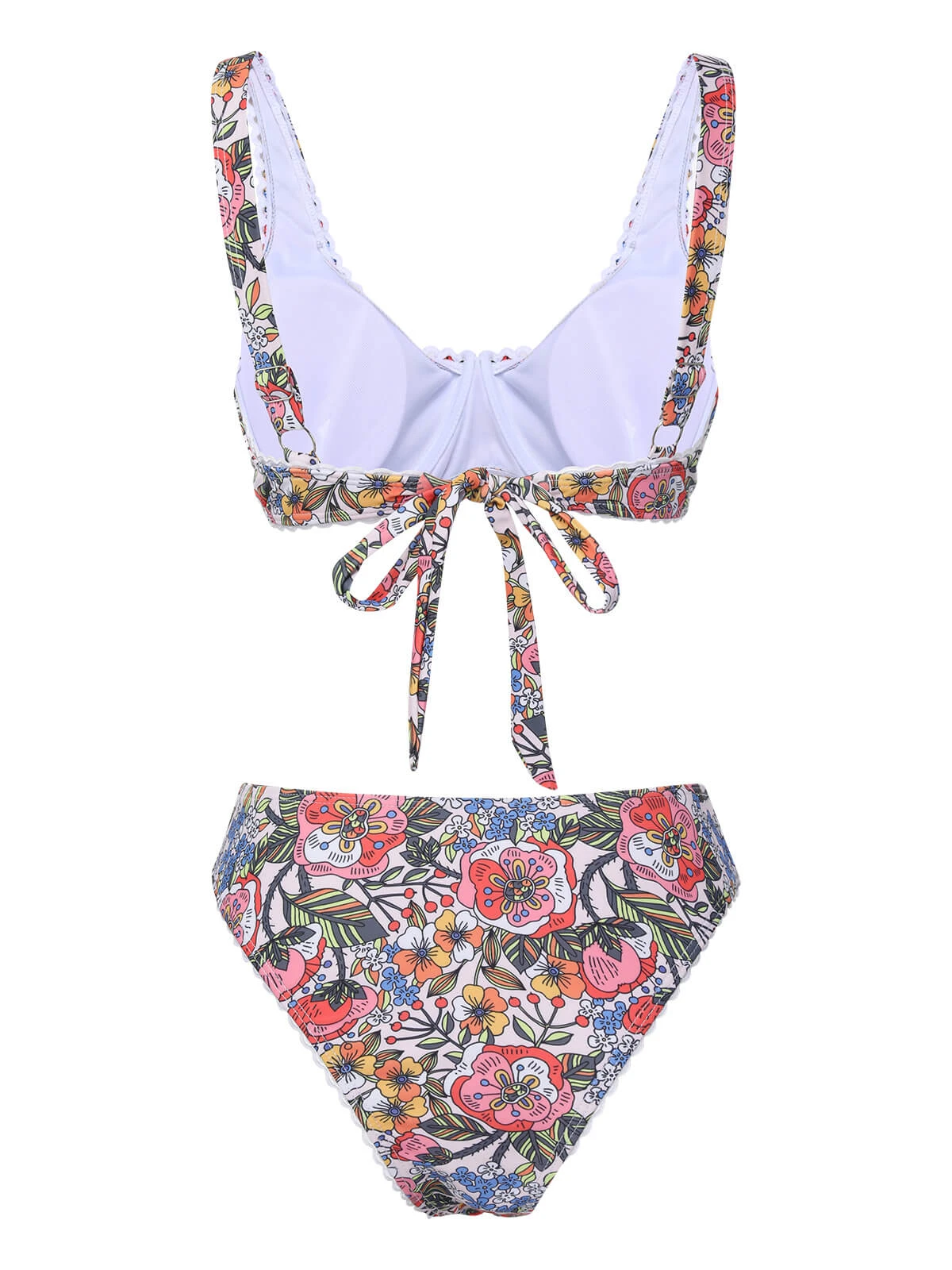 1940s Hippie Floral Wide Strap Swimsuit - Image 3