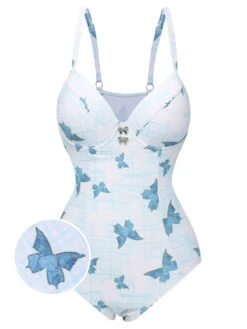 [Pre-Sale] Multicolor 1970s Butterfly Bow Strap Swimsuit