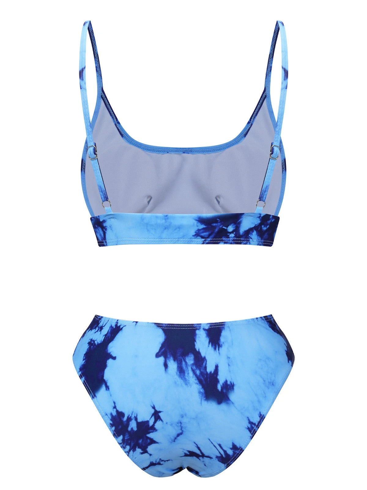 Blue 1950s Tie-Dye Spaghetti Straps Swimsuit - Image 3