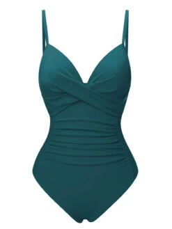 1940s Solid Bandage One-Piece Swimsuit
