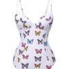 White 1970s Butterfly Strap One-Piece Swimsuit