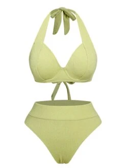 Green 1960s Halter High-Waist Swimsuit