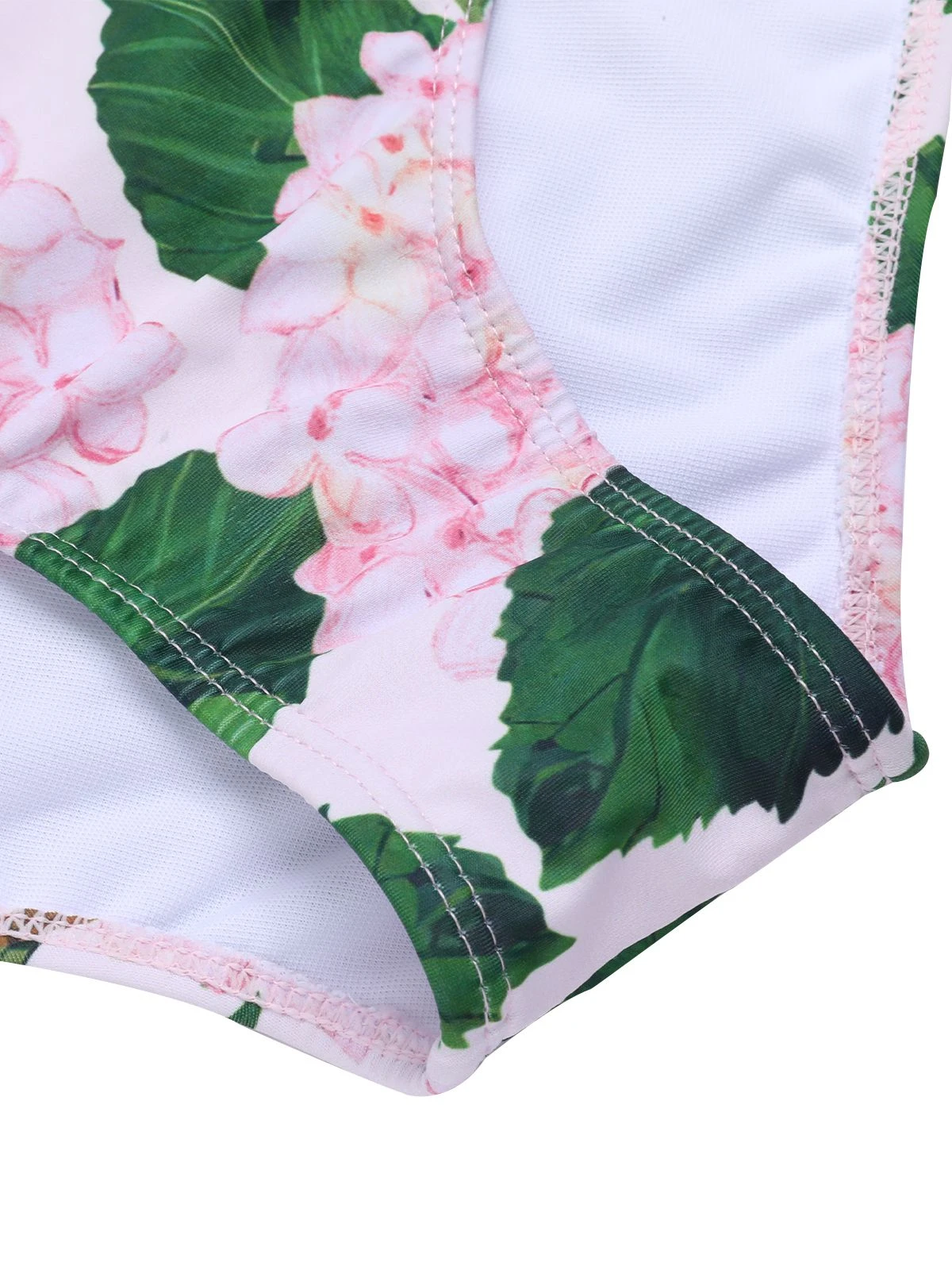 Pink 1950s Cold-Shoulder Floral Ruffle Swimsuit - Image 5