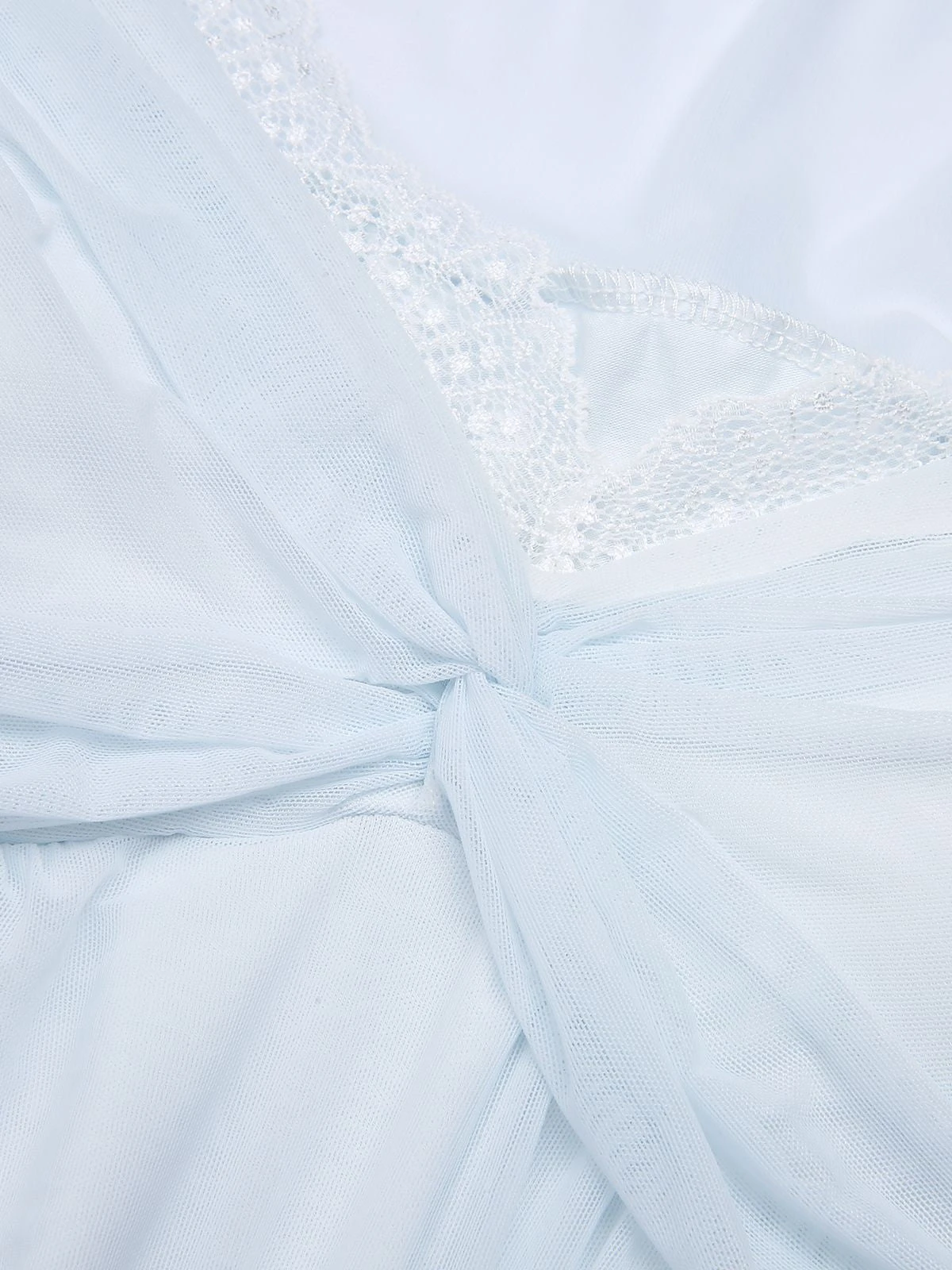 2PCS Light Blue 1940s Knot Lace Sleepwear - Image 5