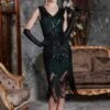 [US Warehouse] Dark Green 1920s Sequined Flapper Dress
