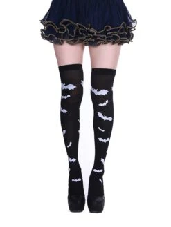 Black 1950s Halloween Knee Socks
