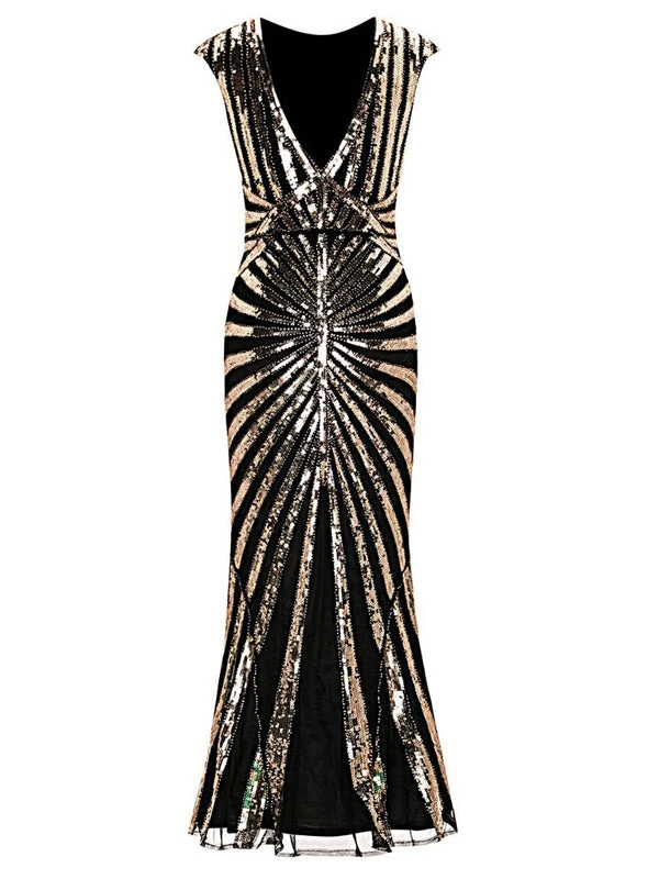 1920s Sequin Art Deco Maxi Dress - Image 17